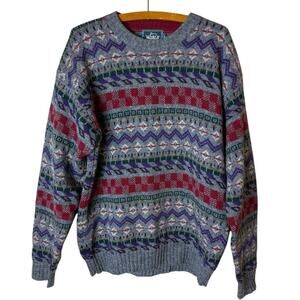 Woolrich Unisex Sz Medium Wool Sweater Crewneck Striped Pullover